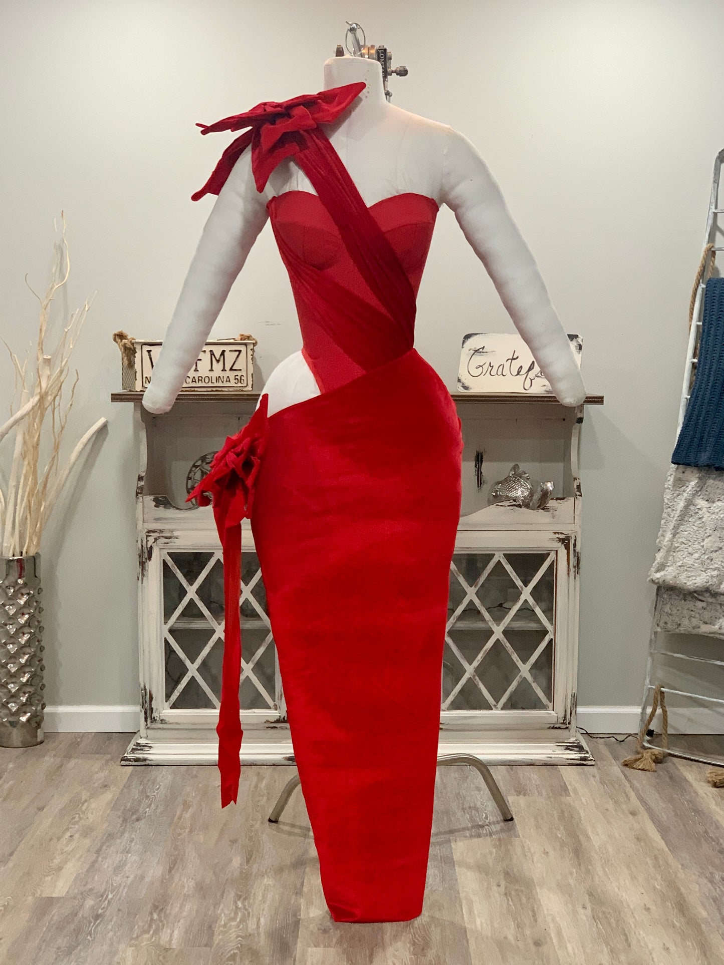 RED VELVET CORSET GOWN